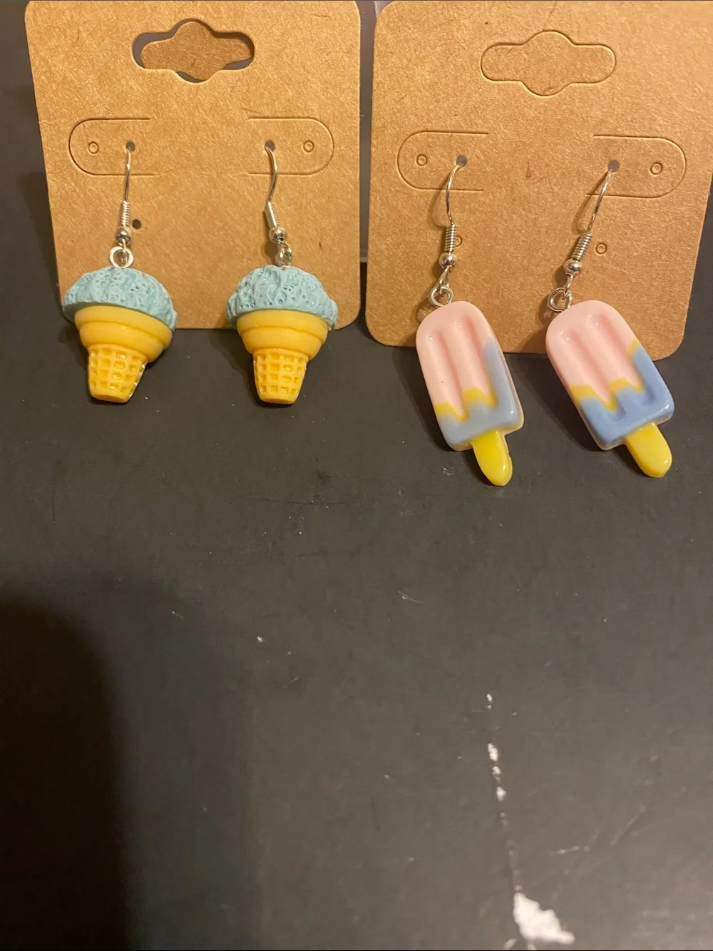 Kids Cute Ice Cream & Popsicle Dangle Earrings - Blue, Pink & Yellow